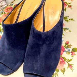 Ivanka Trump Blue Suede Slides Size 8.5